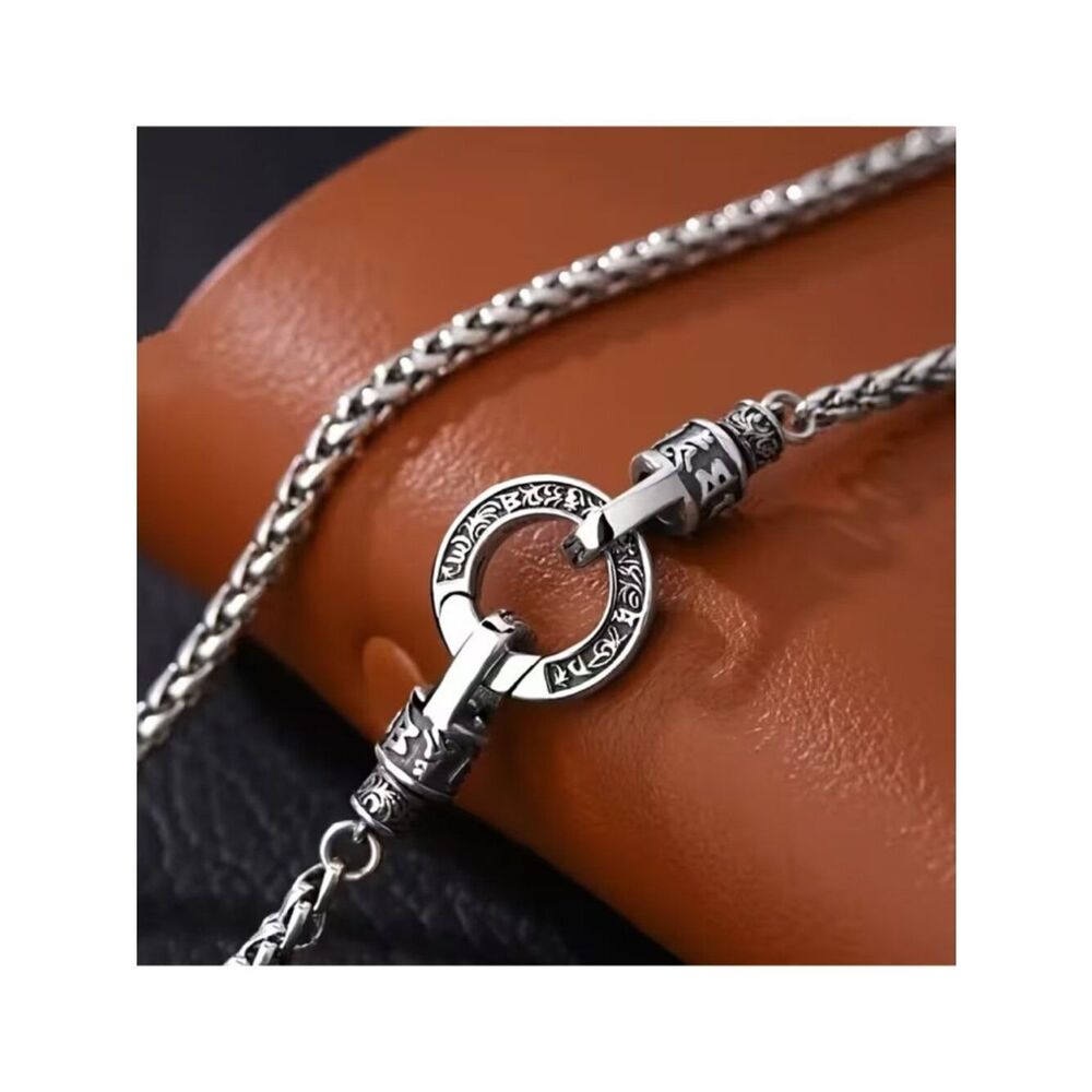 Necklace Certified S925 Silver Circle Universal Buckle Mantra Keel Chain Unixex